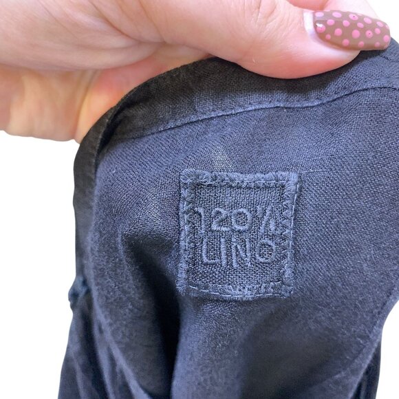 120% Lino Black Linen Tunic Dress w/Pintuck Design Size M - Picture 6 of 6